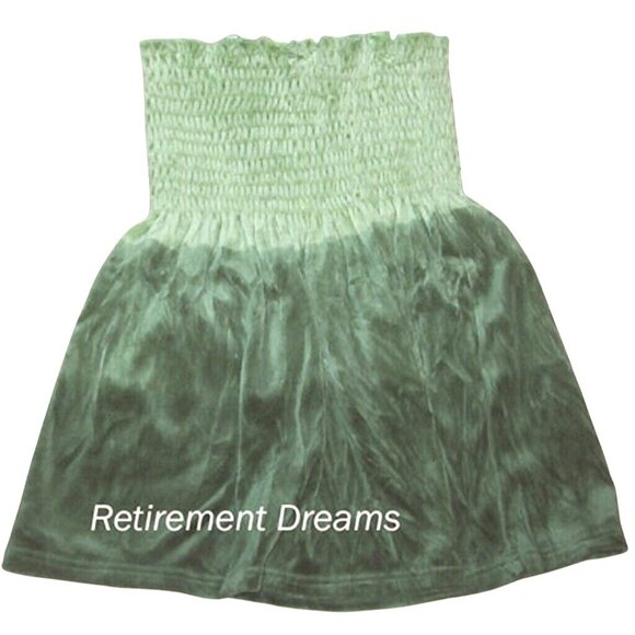 Miken Size M Tube Top Womens Green Ombre Smocked Cotton Poly Blend Stretch NEW - Picture 1 of 4